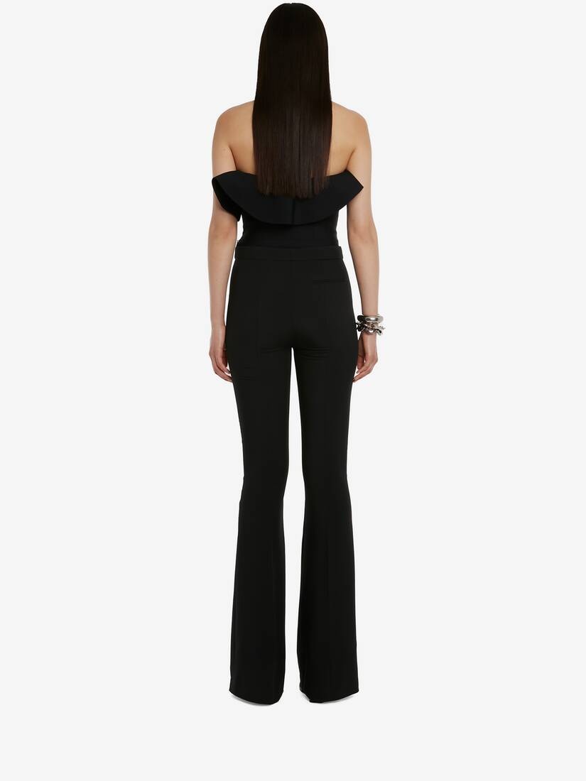 Women's Ruffled Bustier Top in Black - 4