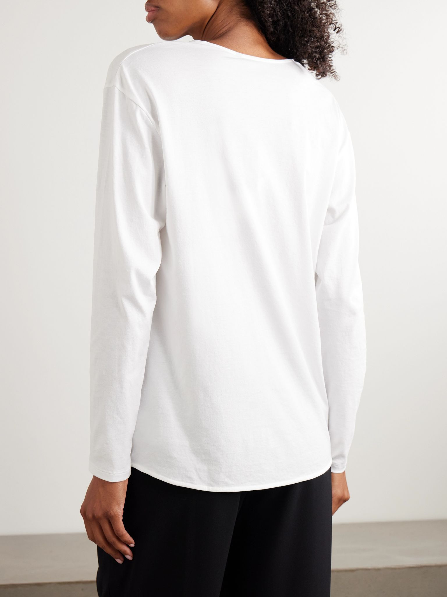 Twist-front Pima cotton blouse White - 4