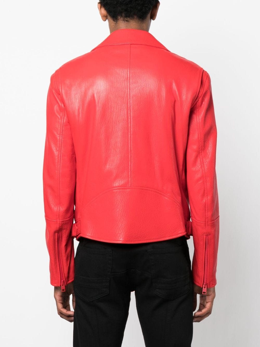 notched lapels biker jacket - 4