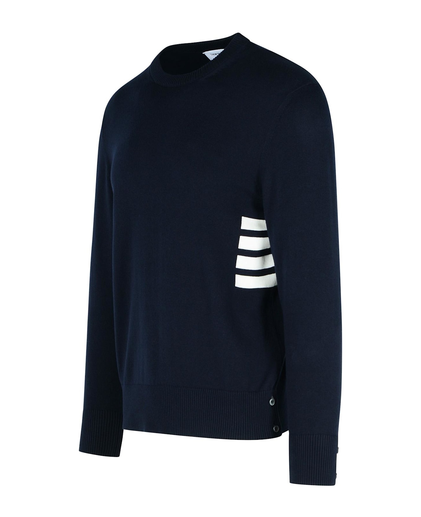 'stitch' Navy Cotton Sweater - 2