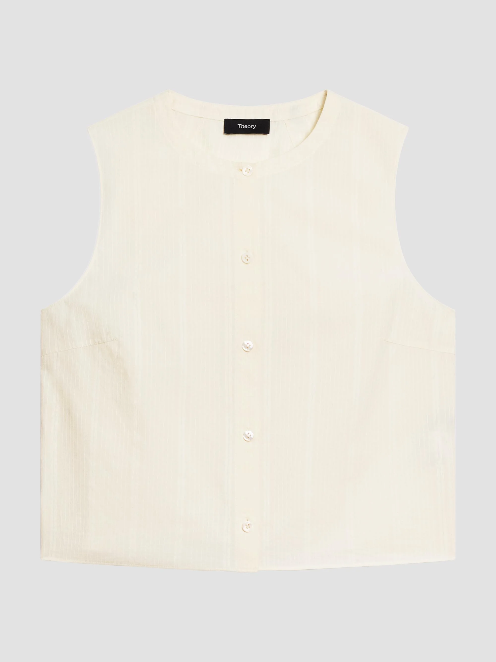 Women's Striped Cotton Poplin Top - Ivory - 1