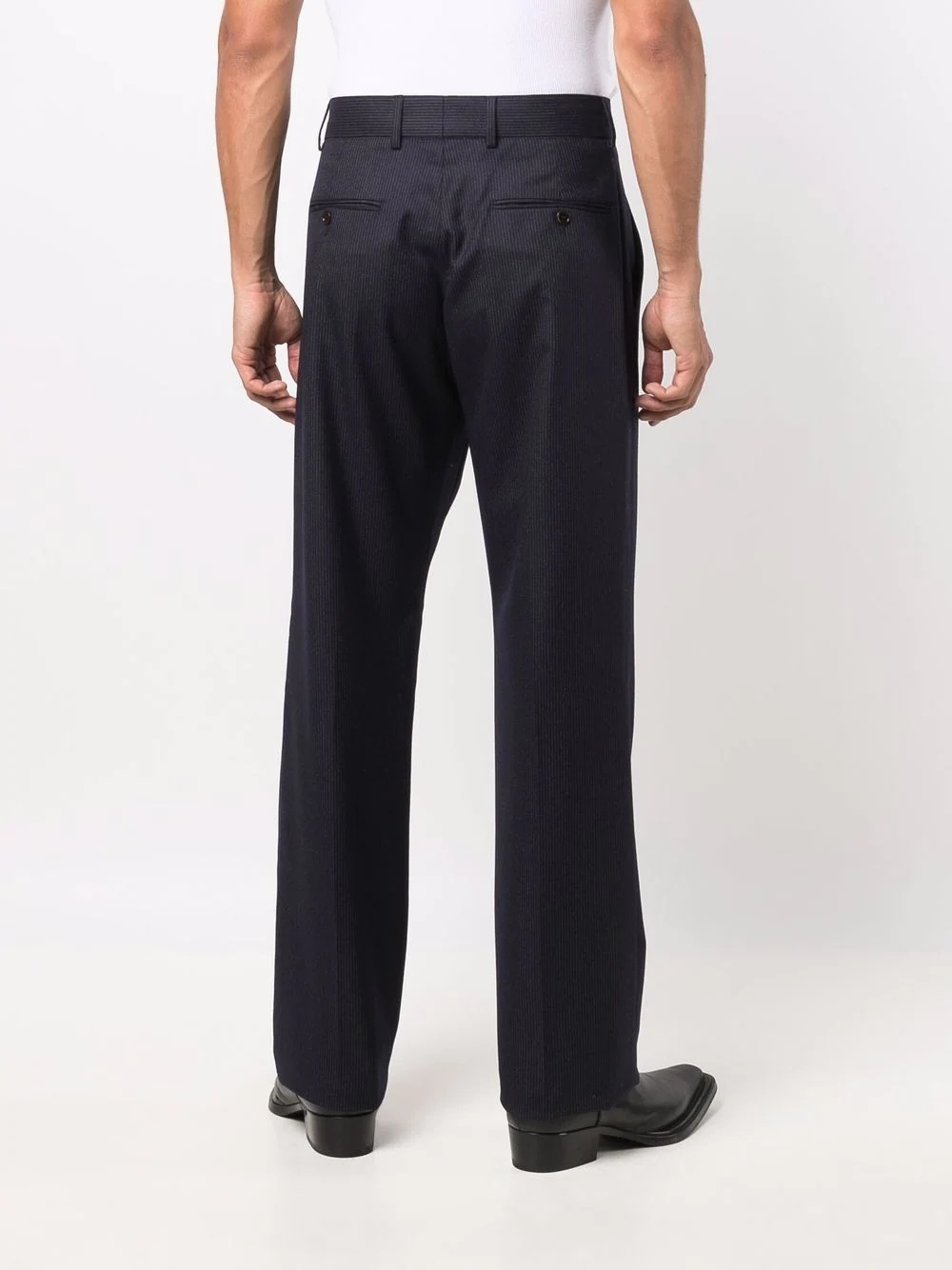 tailored-cut pinstripe suit trousers - 4