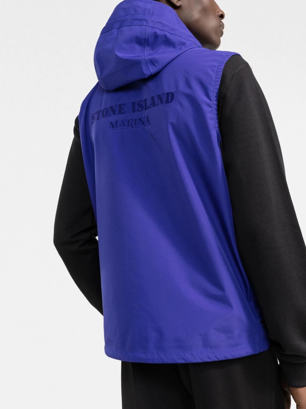 logo-embroidered hooded gilet - 3