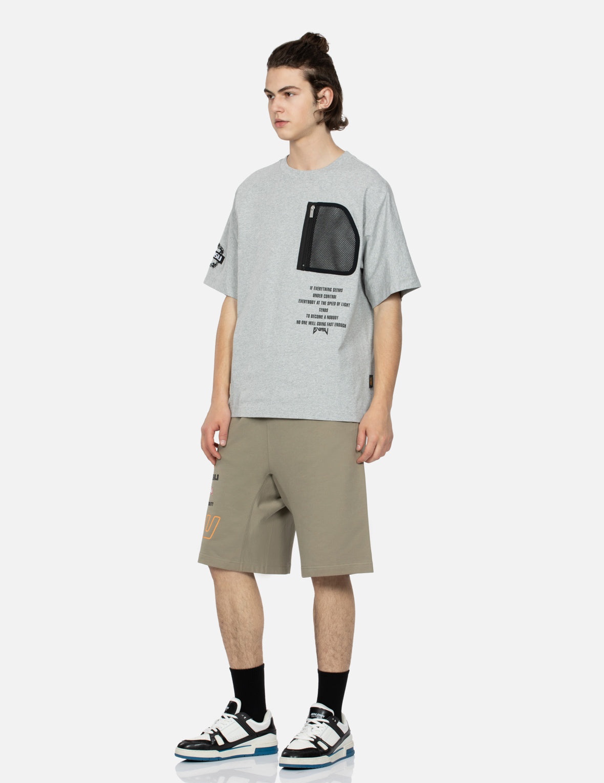 Logo Print and Kamon Embroidery Sweat Shorts - 3