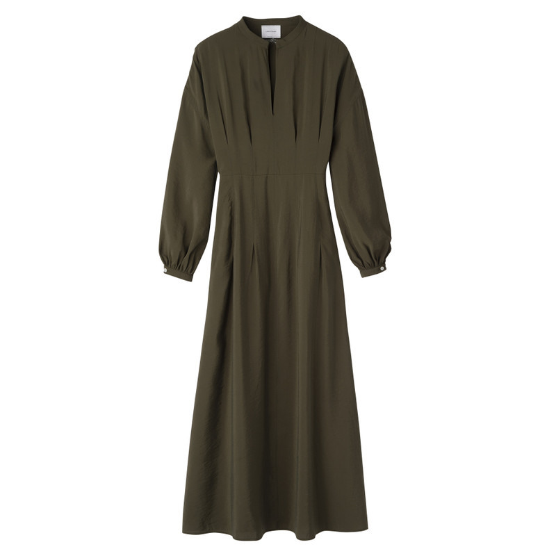 Long dress Khaki - Fluid crepe 1