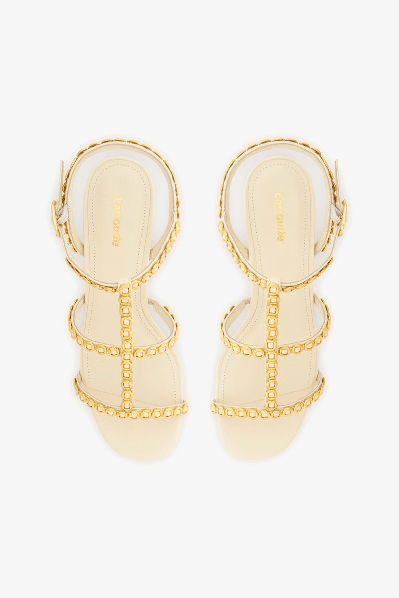 Milanina Block Sandal In Ivory Leather 6
