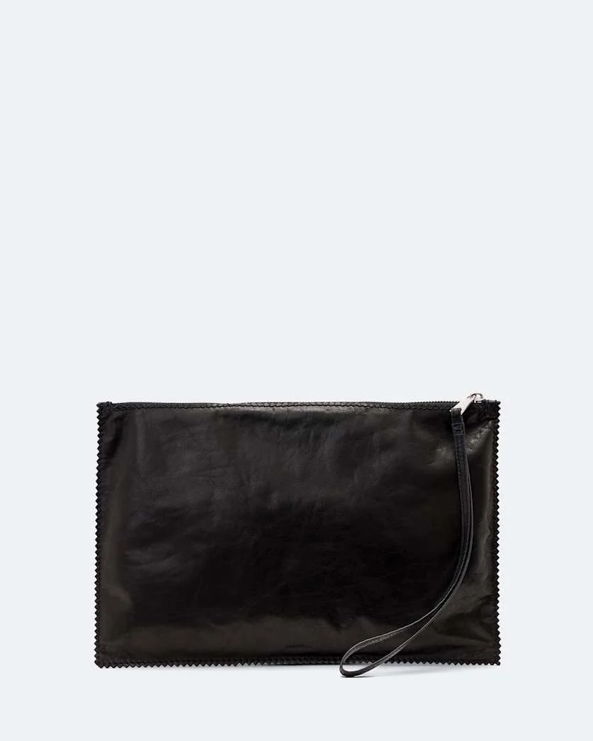 SILOH PINKED-EDGE LARGE LEATHER POUCH - 1