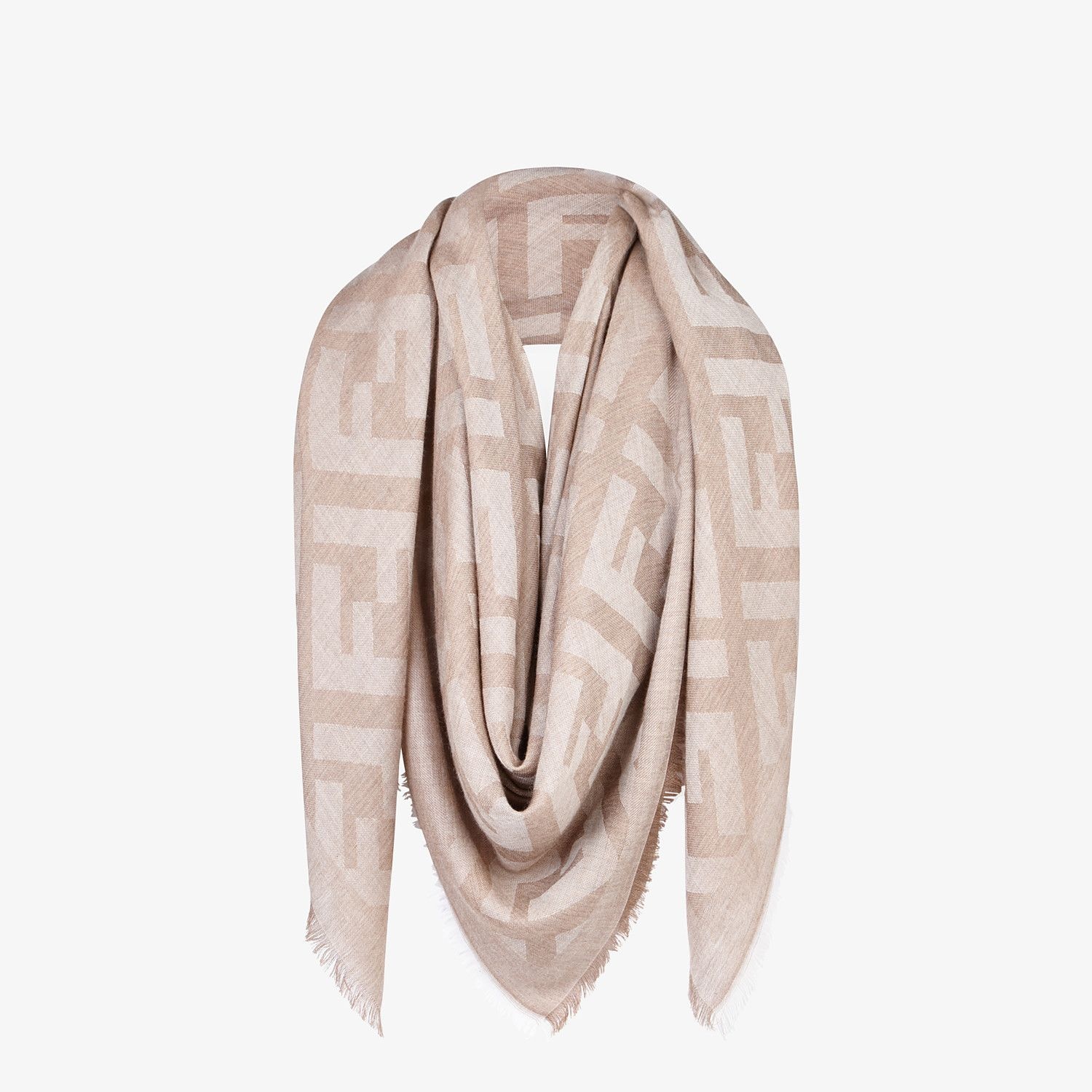 Beige cashmere and viscose shawl - 2