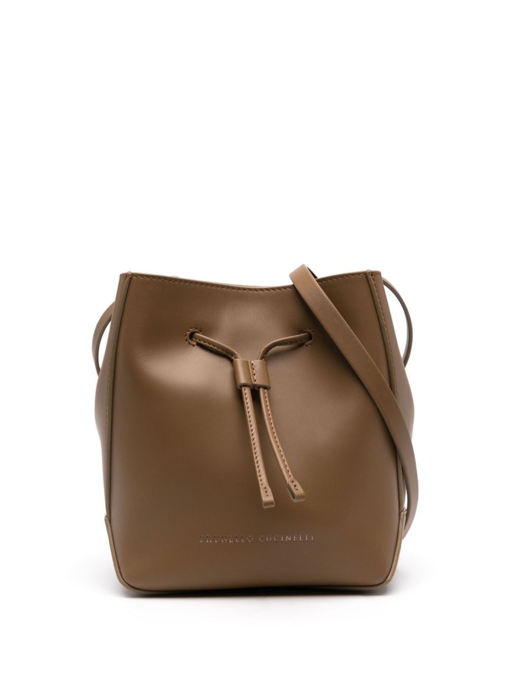 Monili-chain leather bucket bag - 1