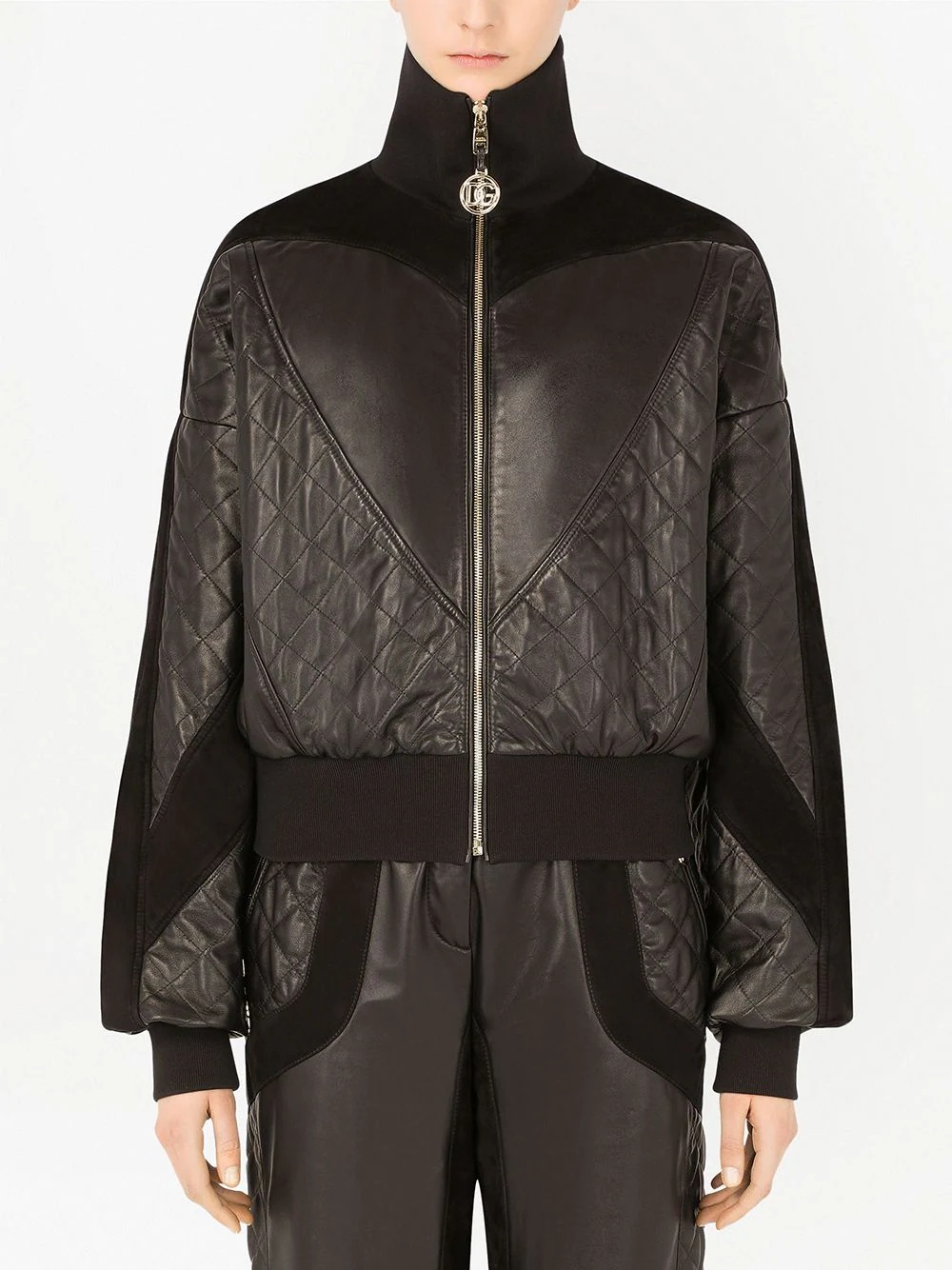 quilted high-neck bomber jacket - 3