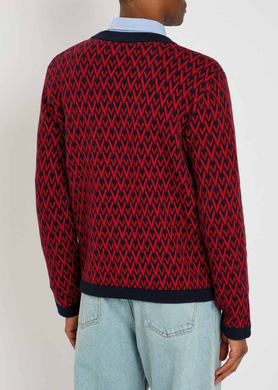 Valentino Garavani Patterned-intarsia Wool Cardigan - 3