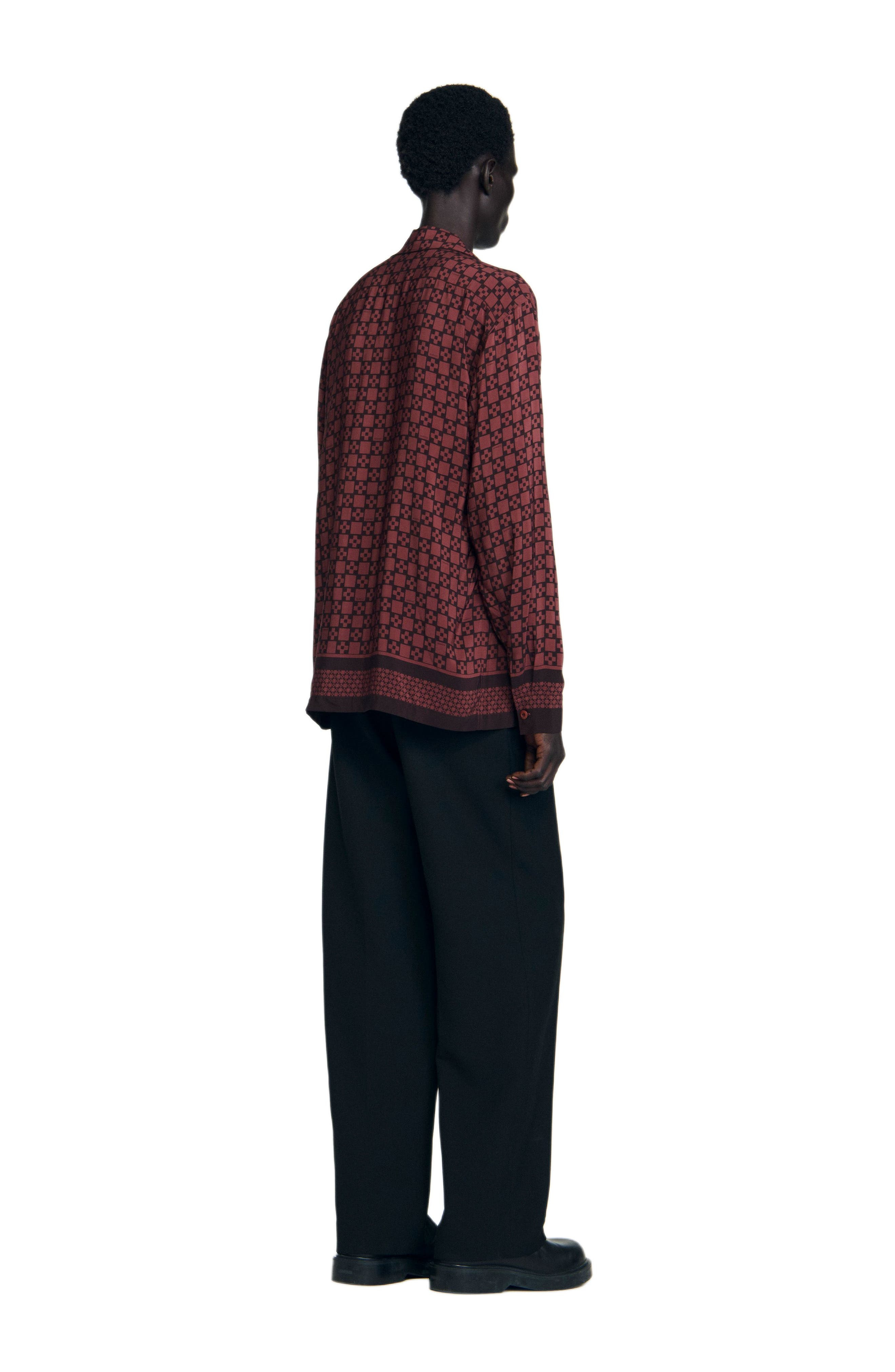 SANDRO Printed loose-fit shirt in Cognac at Nordstrom - 2