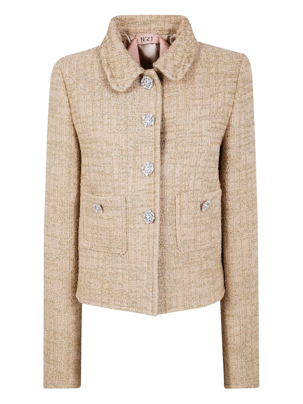 long-sleeved tweed jacket - 1