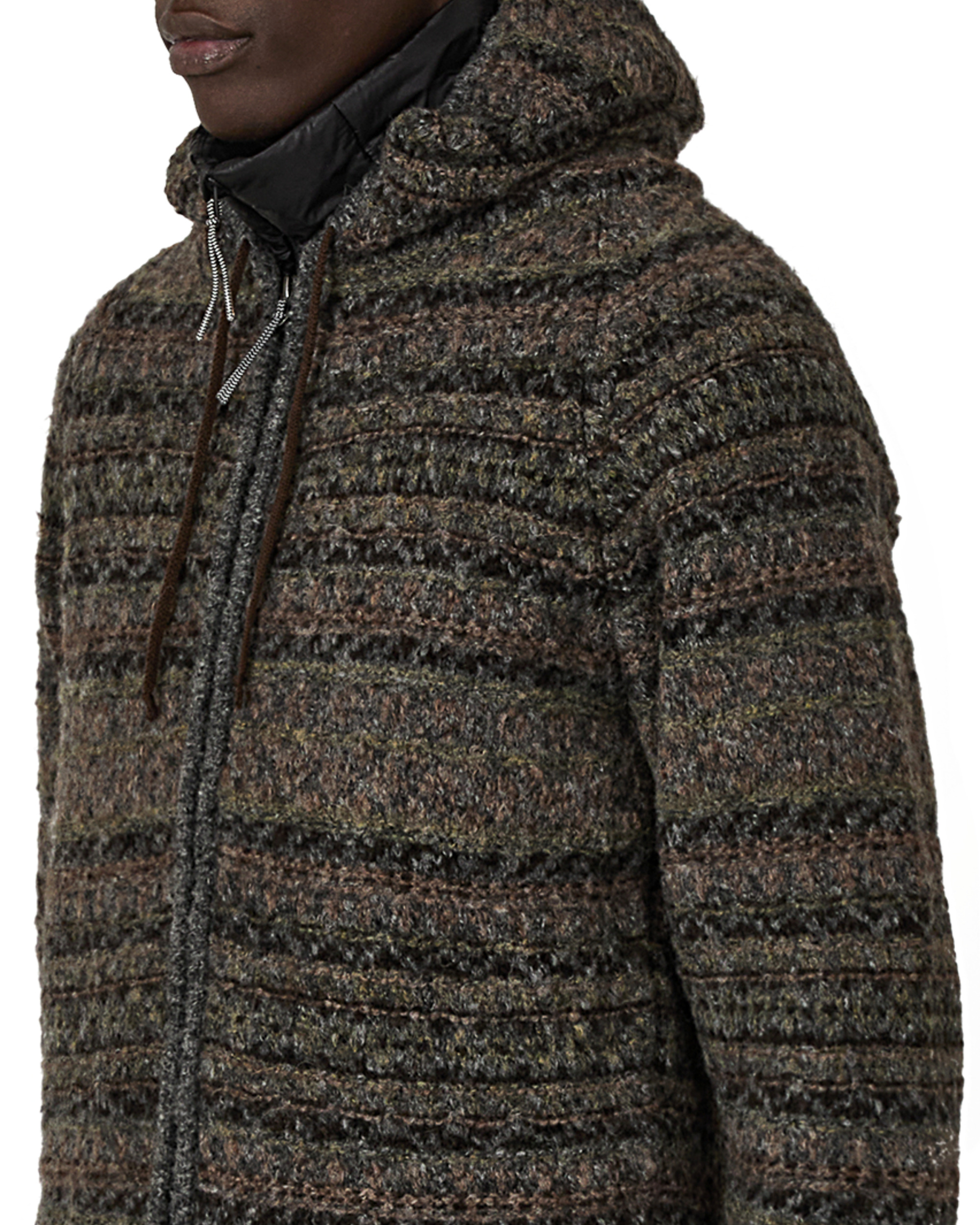 Fair Isle Felted Knit Zip Up Hoodie - 5
