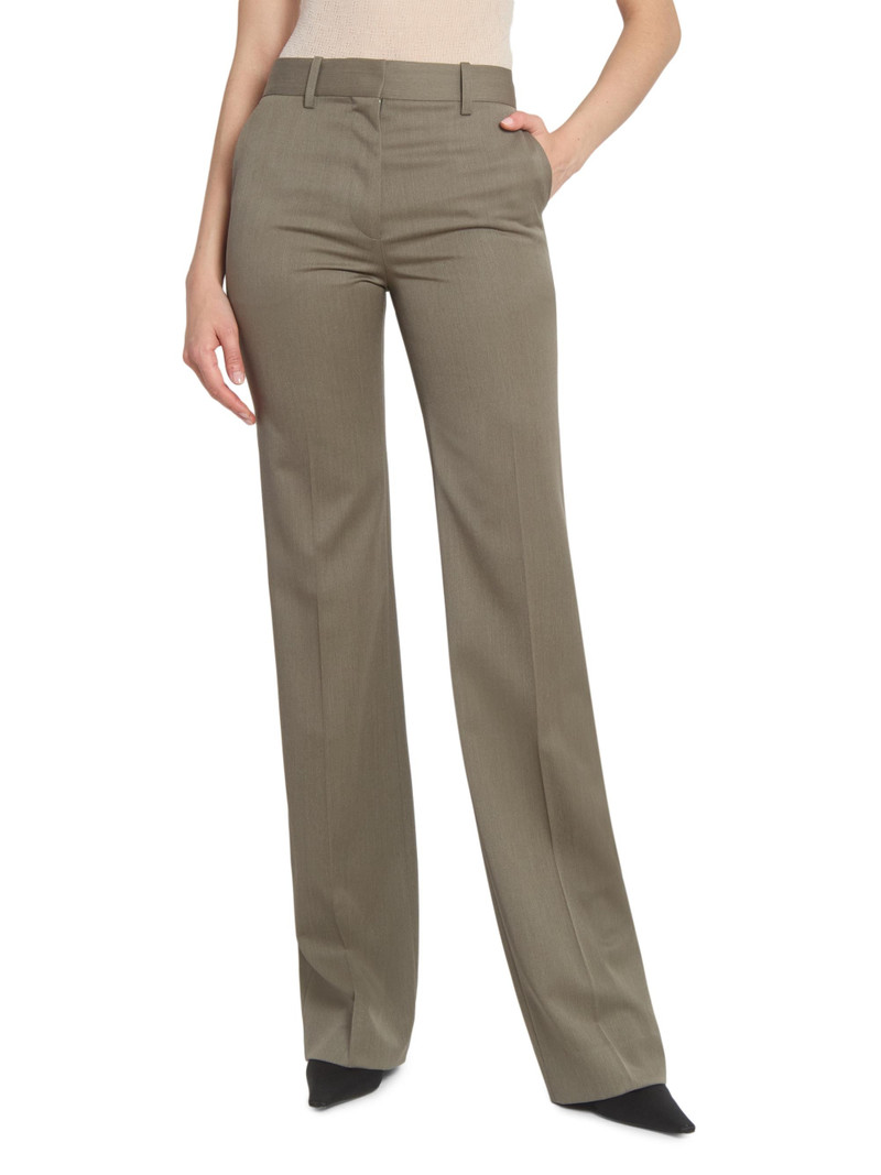 Women's Wool-Blend Straight-Leg Trousers - Sage Melange 3