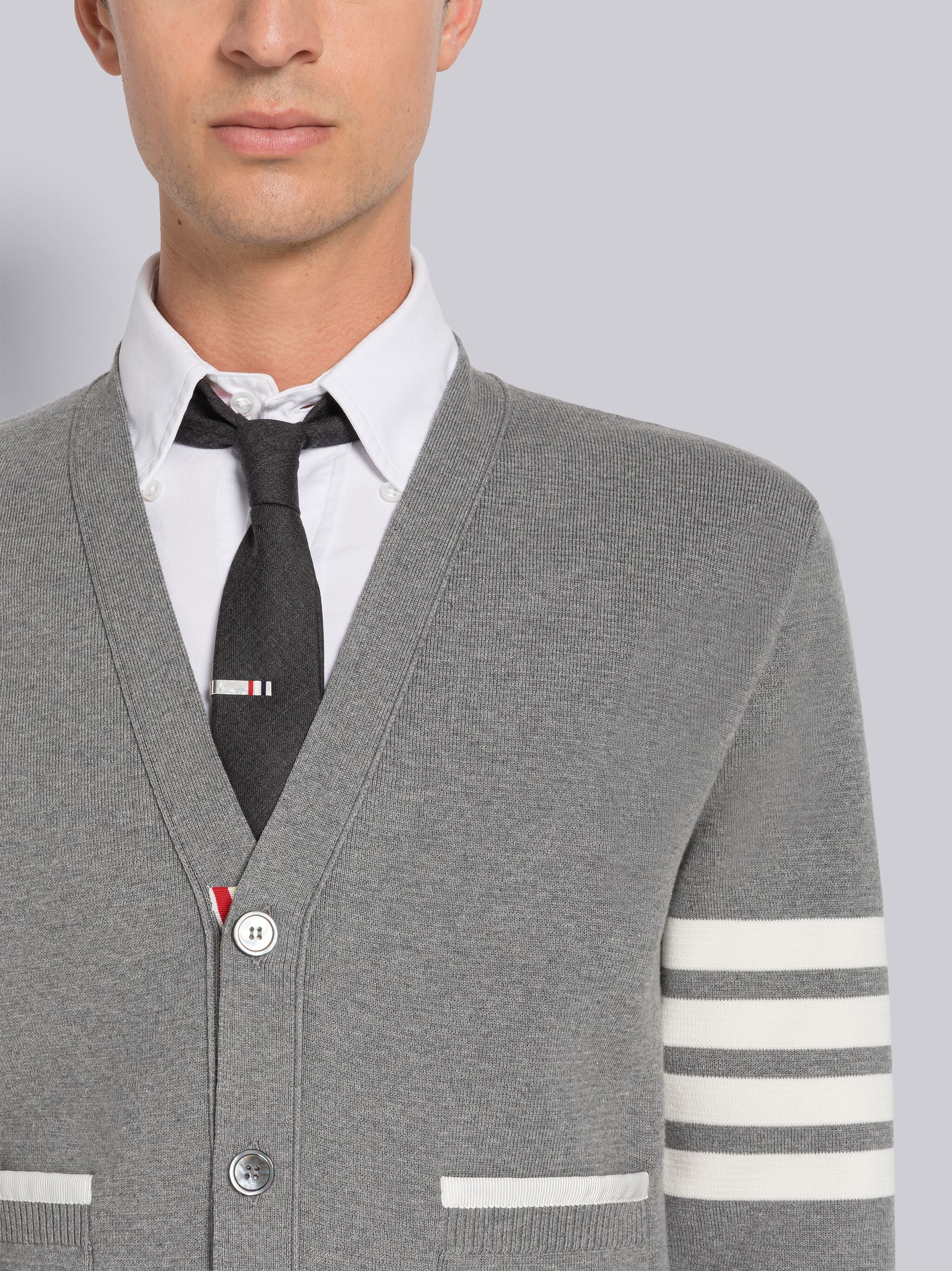 MILANO STITCH COTTON 4-BAR BOXY V-NECK CARDIGAN - 5