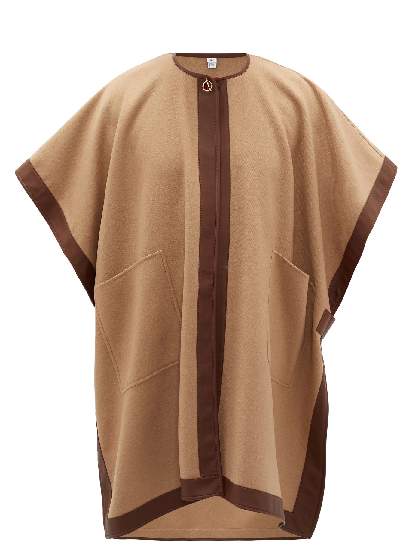 Pycombe leather-trimmed cashmere cape - 1