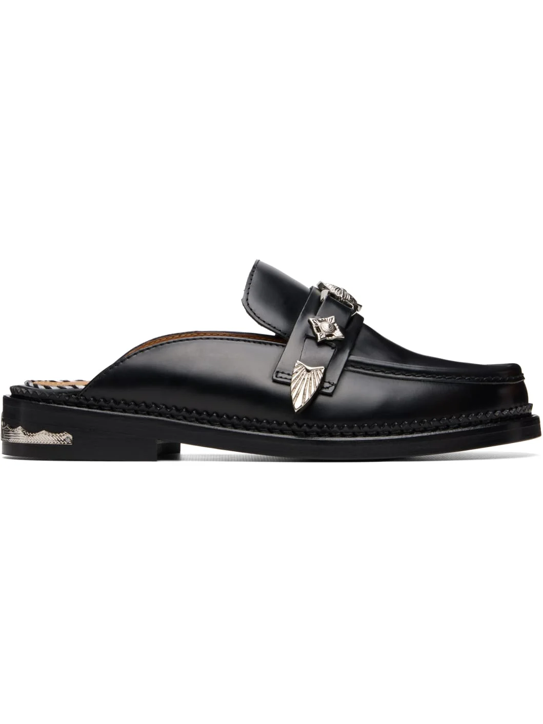 Black Leather Slip-on Loafers - 1