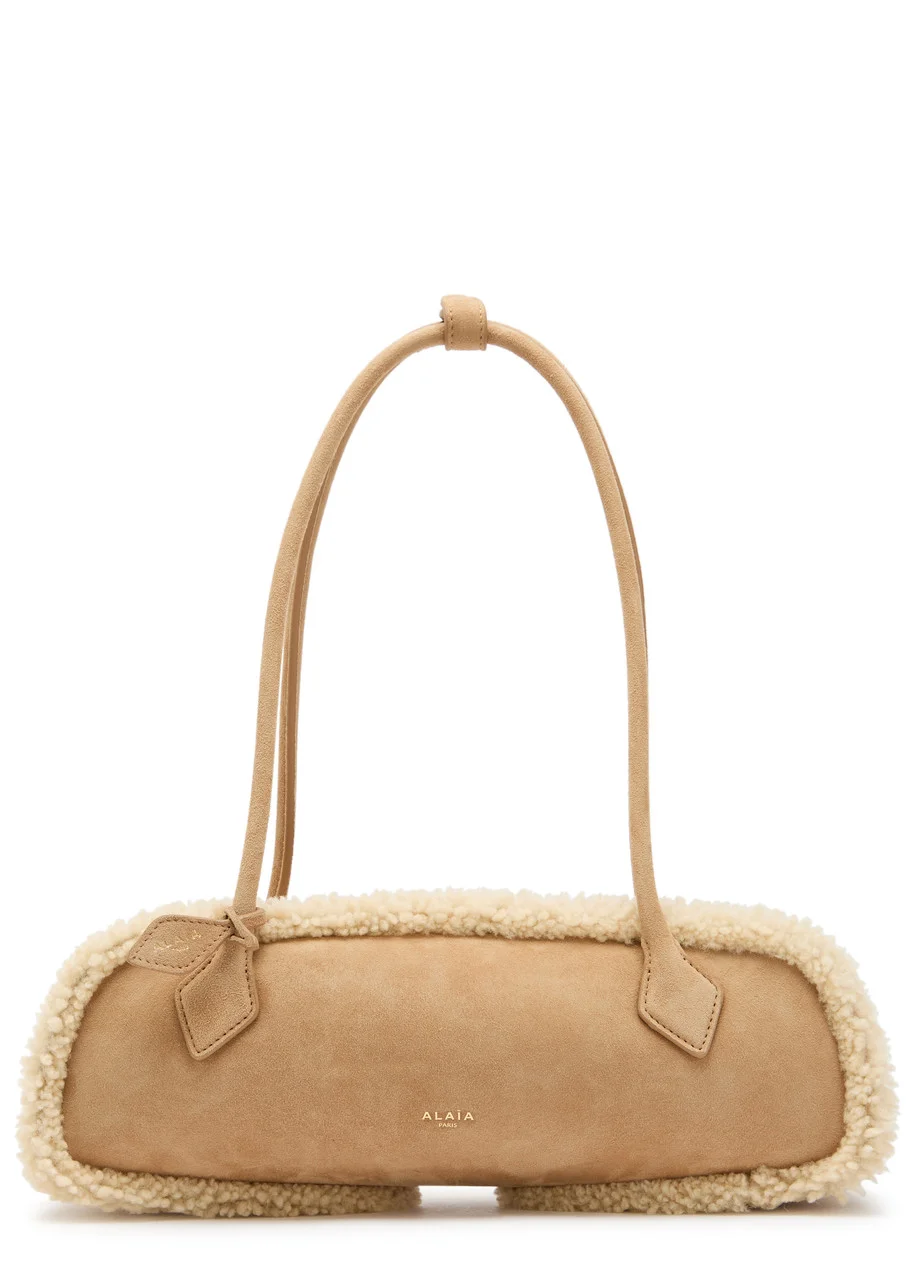 Alaïa Le Teckle Medium Shearling-trimmed Suede Shoulder bag - 1