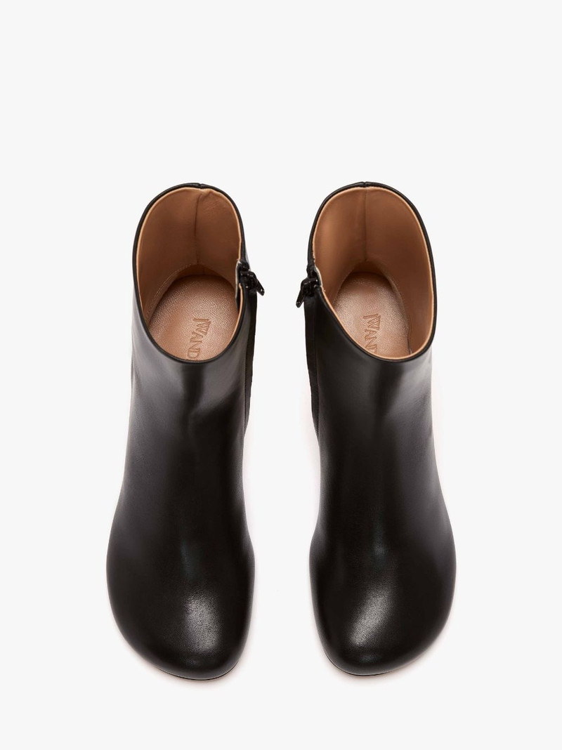 CHAIN HEEL LEATHER ANKLE BOOTS 4