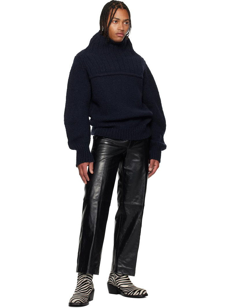 Dries Van Noten Navy Oversized Wool Turtleneck outlook