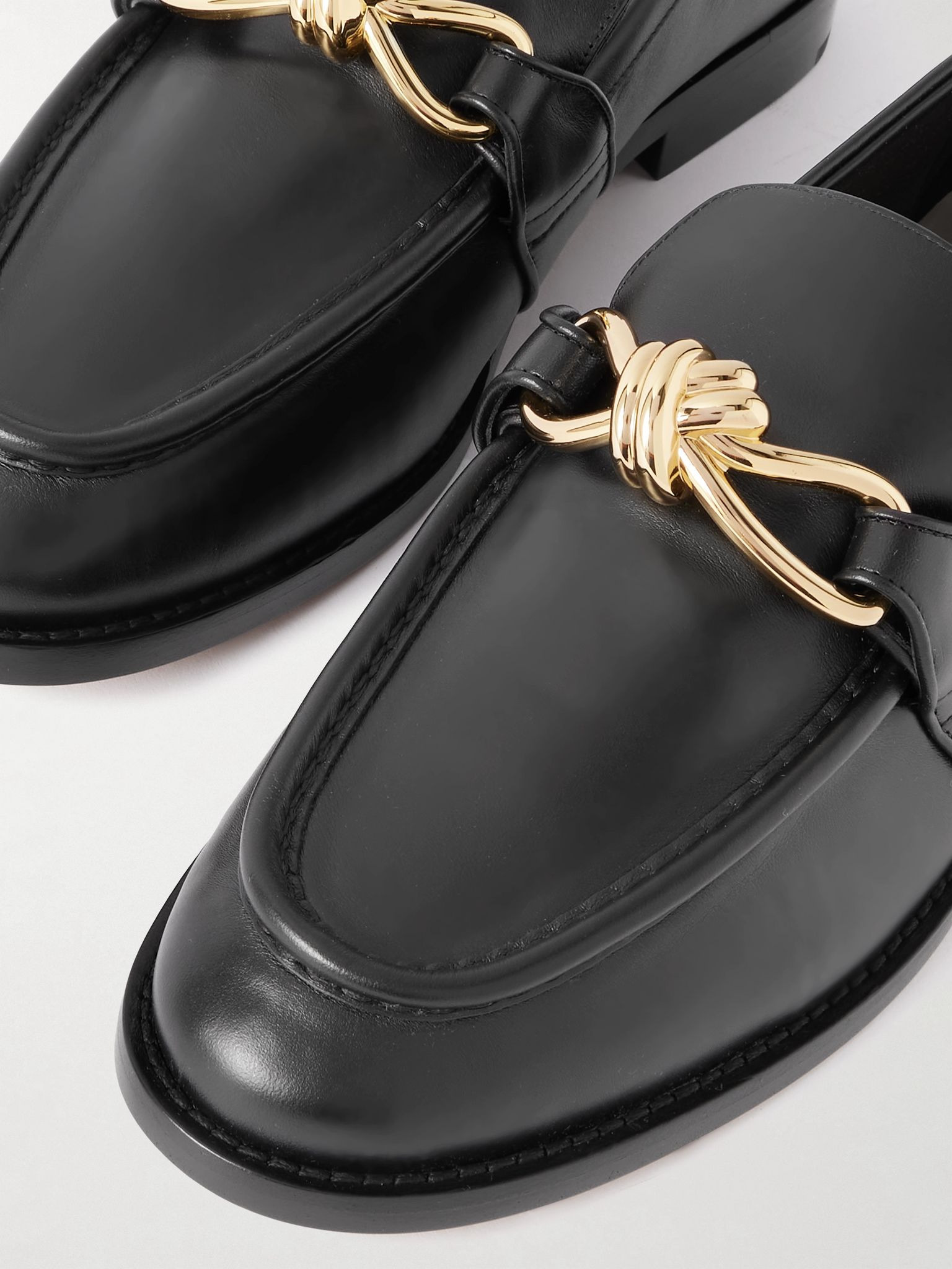 Astaire Knot-Detailed Leather Loafers Black - 5