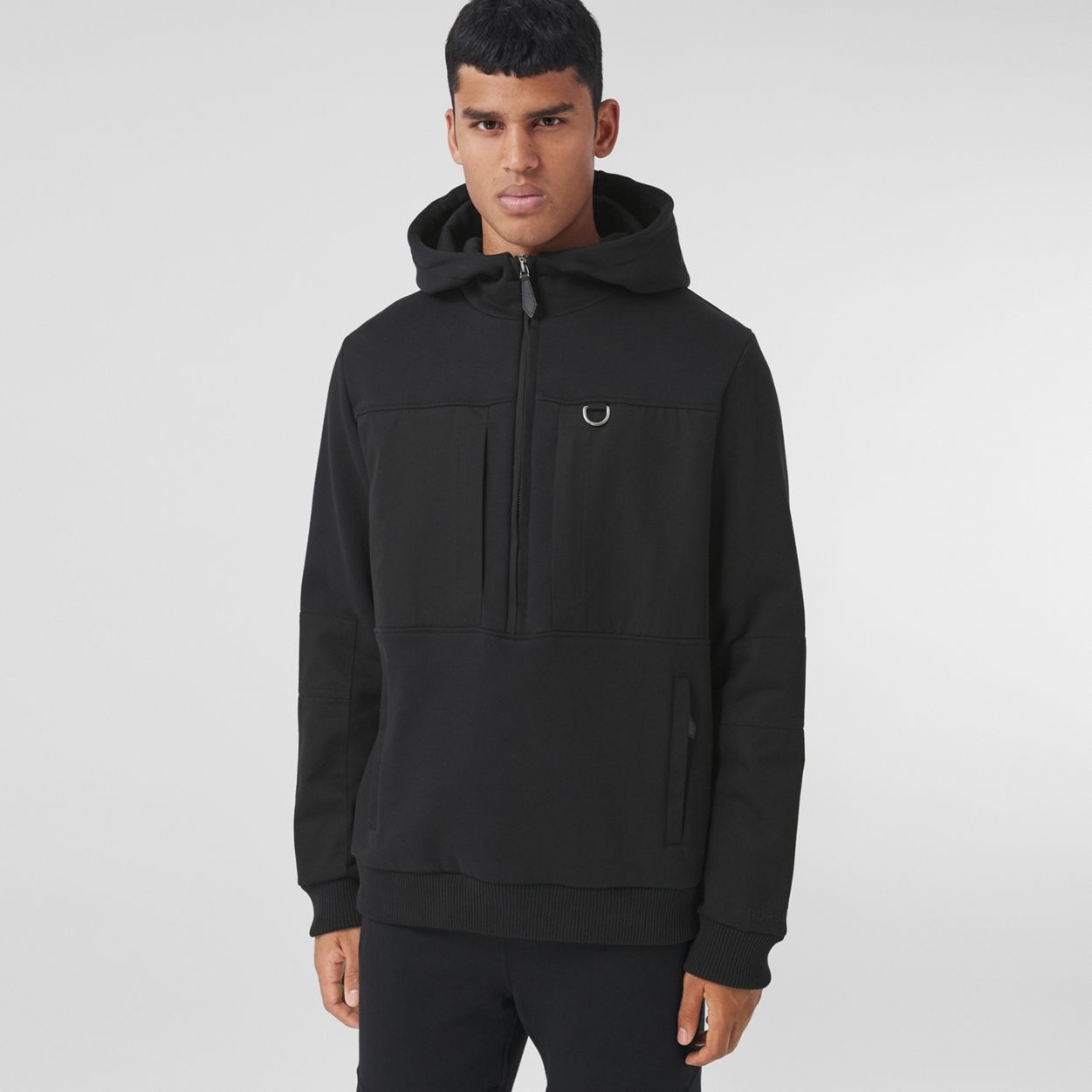 Contrast Panel Cotton Blend Zip-front Hoodie - 6