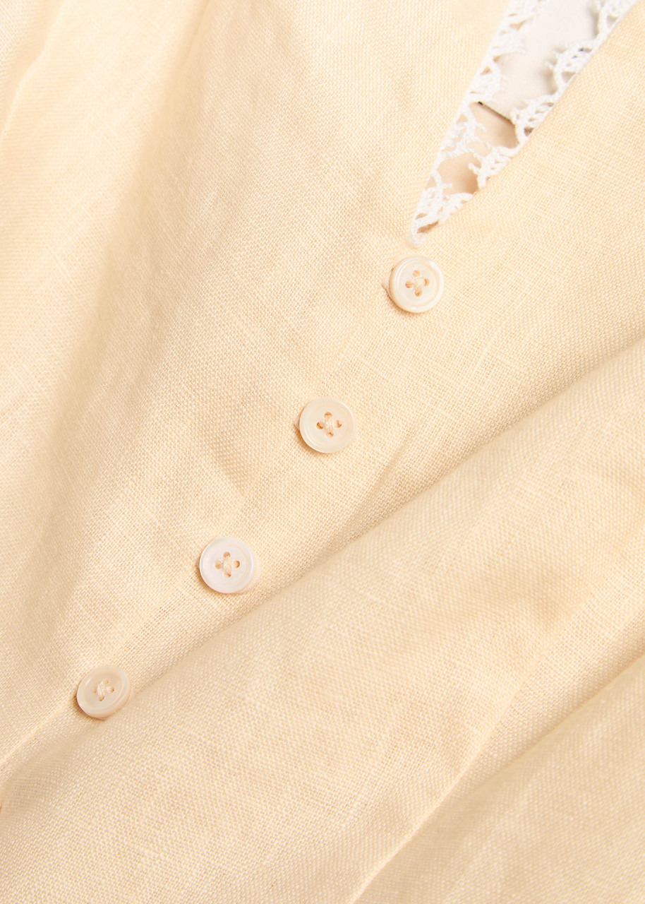 Reformation Viola Crochet-trimmed Linen top - 5