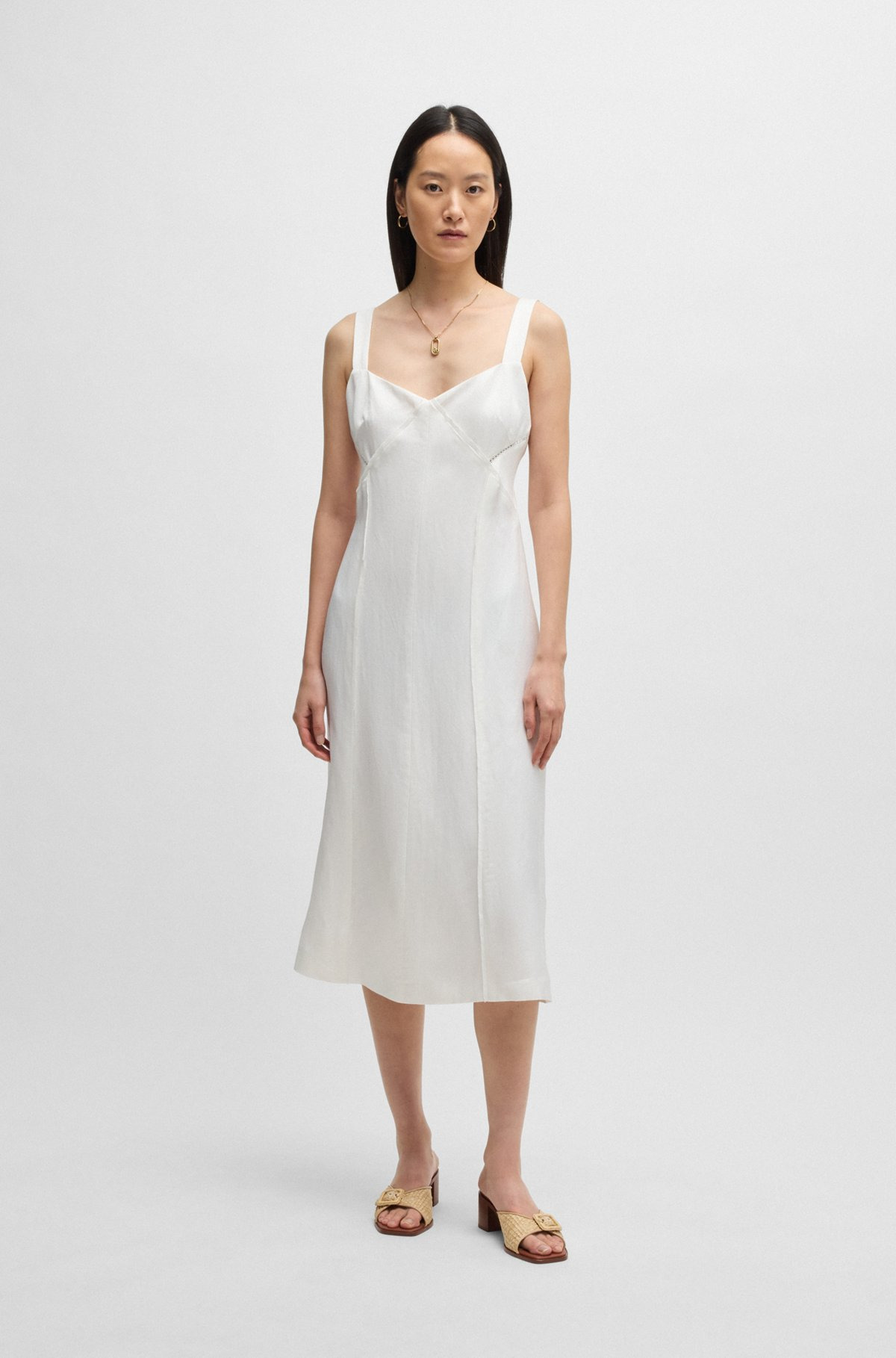 SUMMERY DRESS WITH WIDE STRAPS AND SEAMING DETAIL - 3