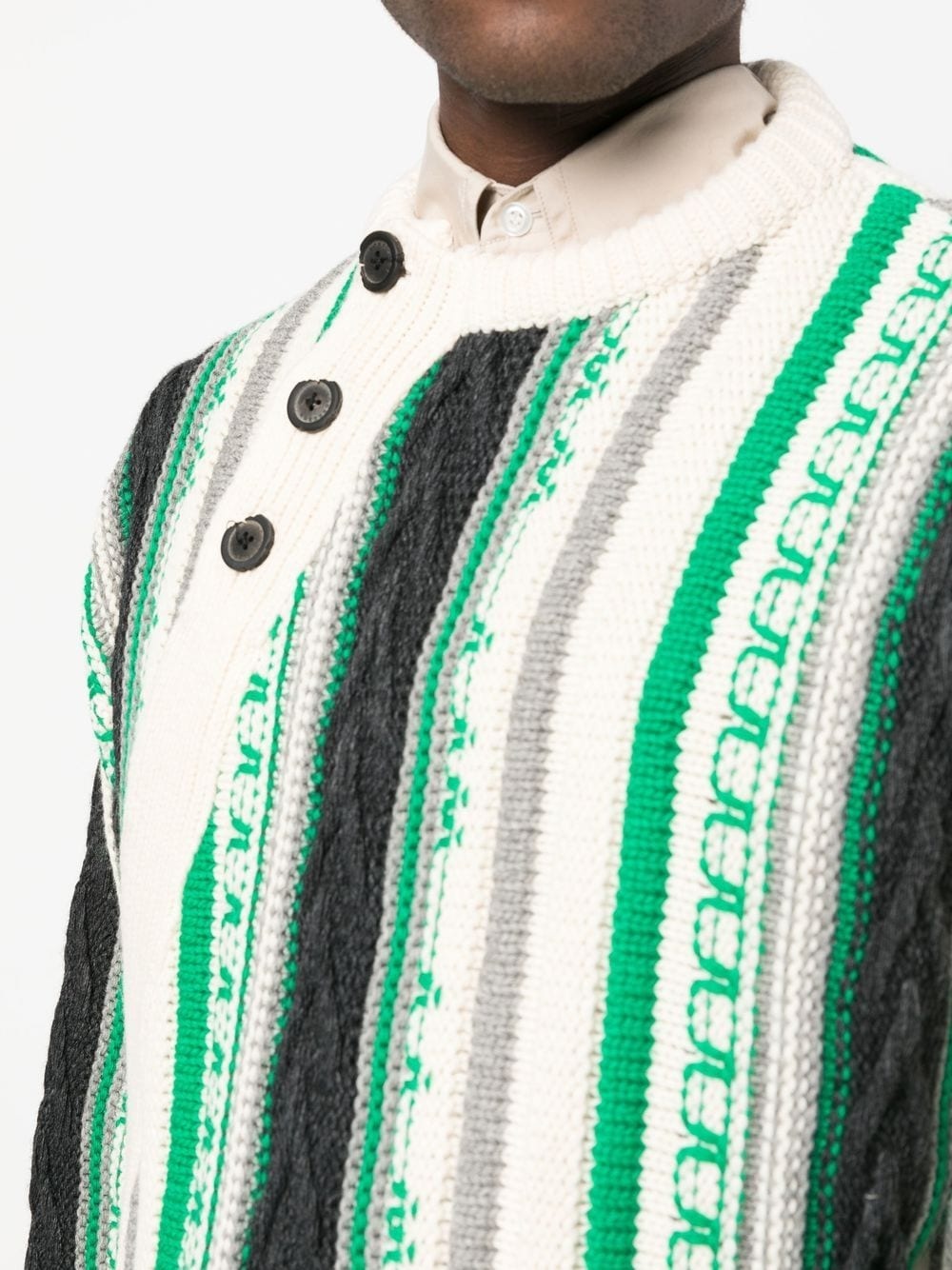 Frema striped-knit buttoned jumper - 6