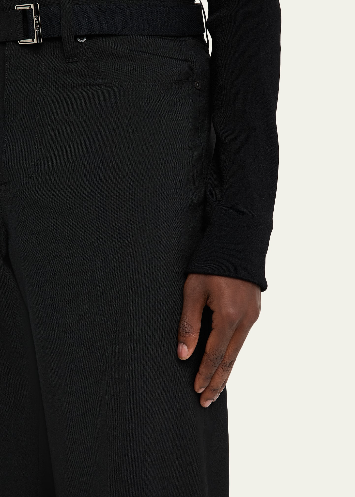 Men's Belted Poly-Wool Suiting Pants - 5