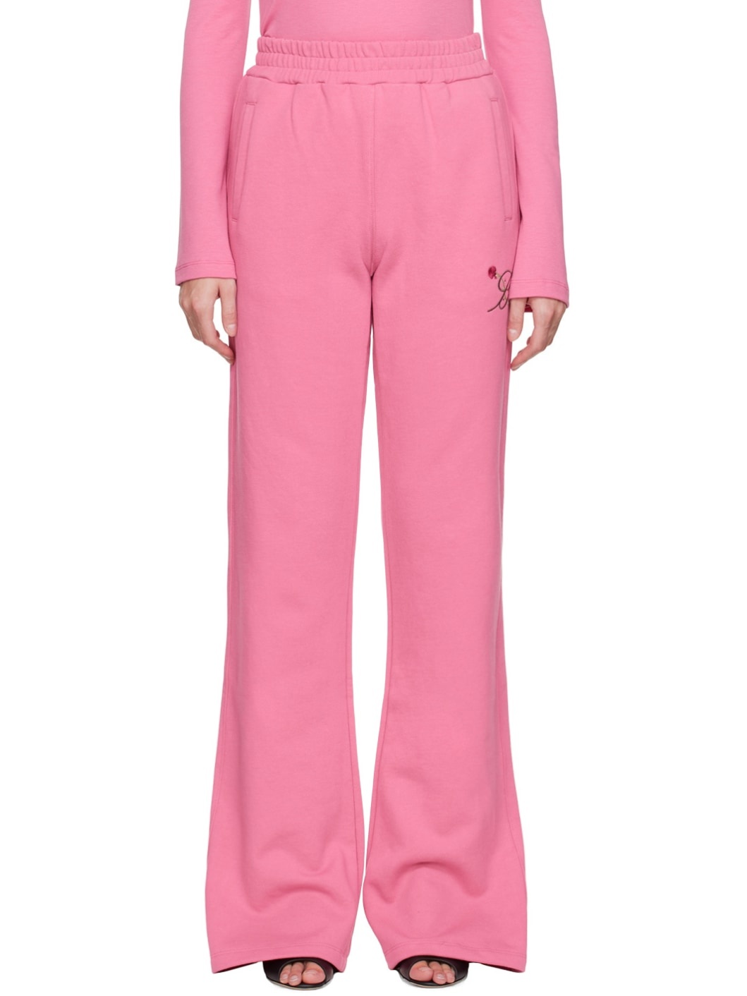 Pink Embroidered Lounge Pants - 1