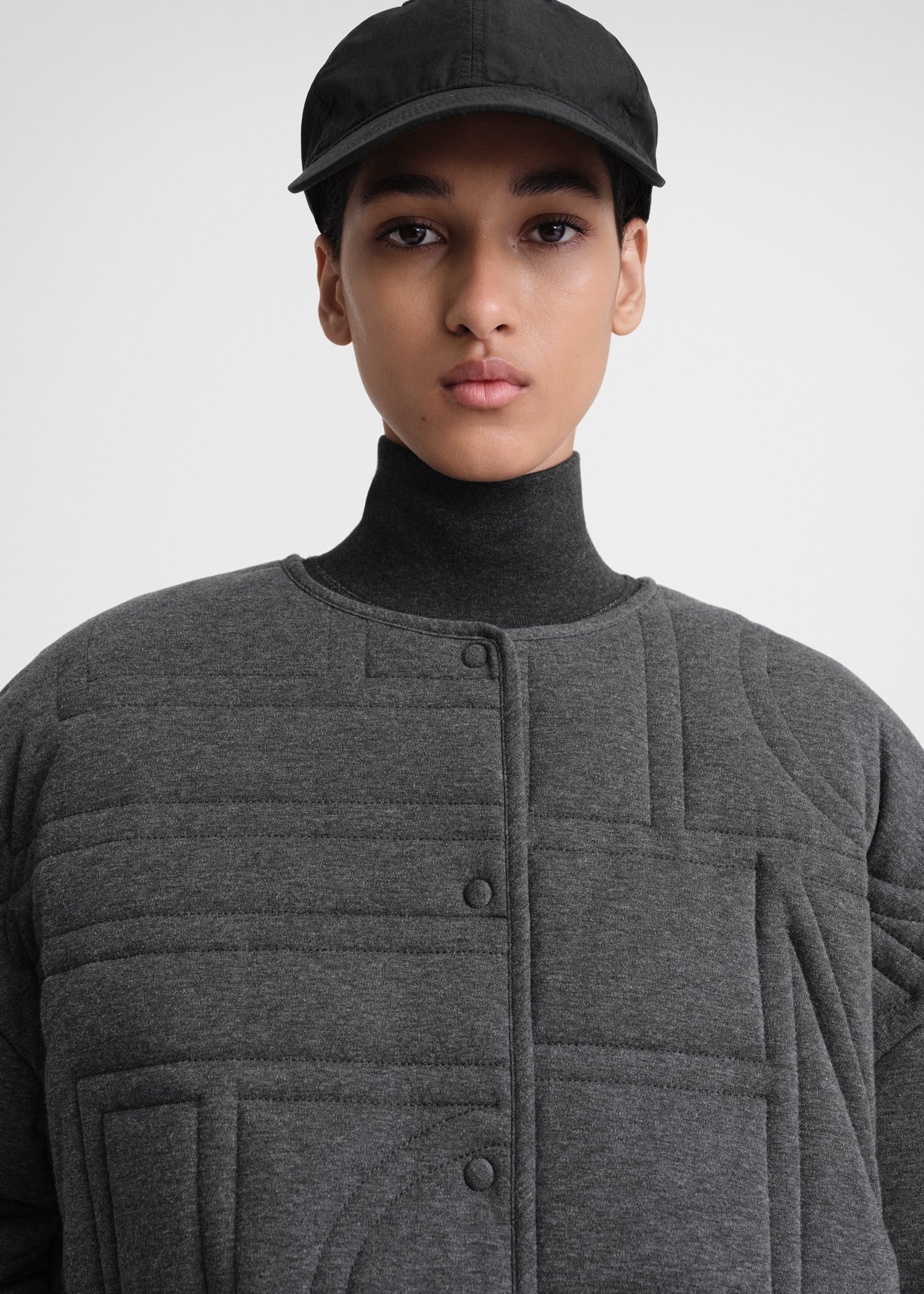 Totême Quilted jersey jacket charcoal melange | REVERSIBLE Totême Quilted jersey jacket charcoal melange | REVERSIBLE