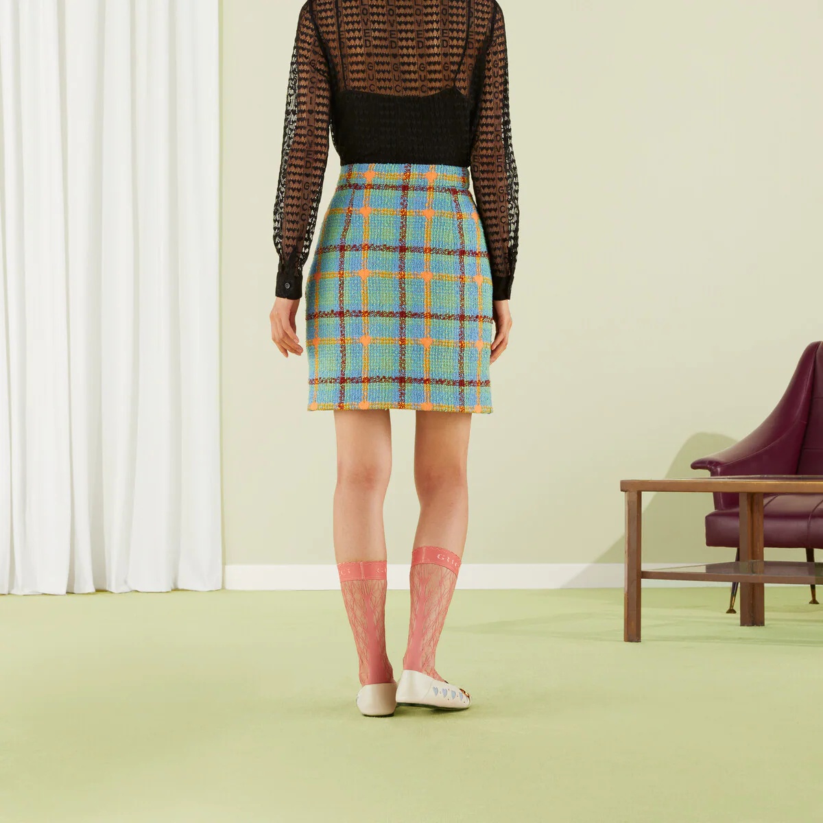 Gucci Lovelight heart check tweed skirt - 7