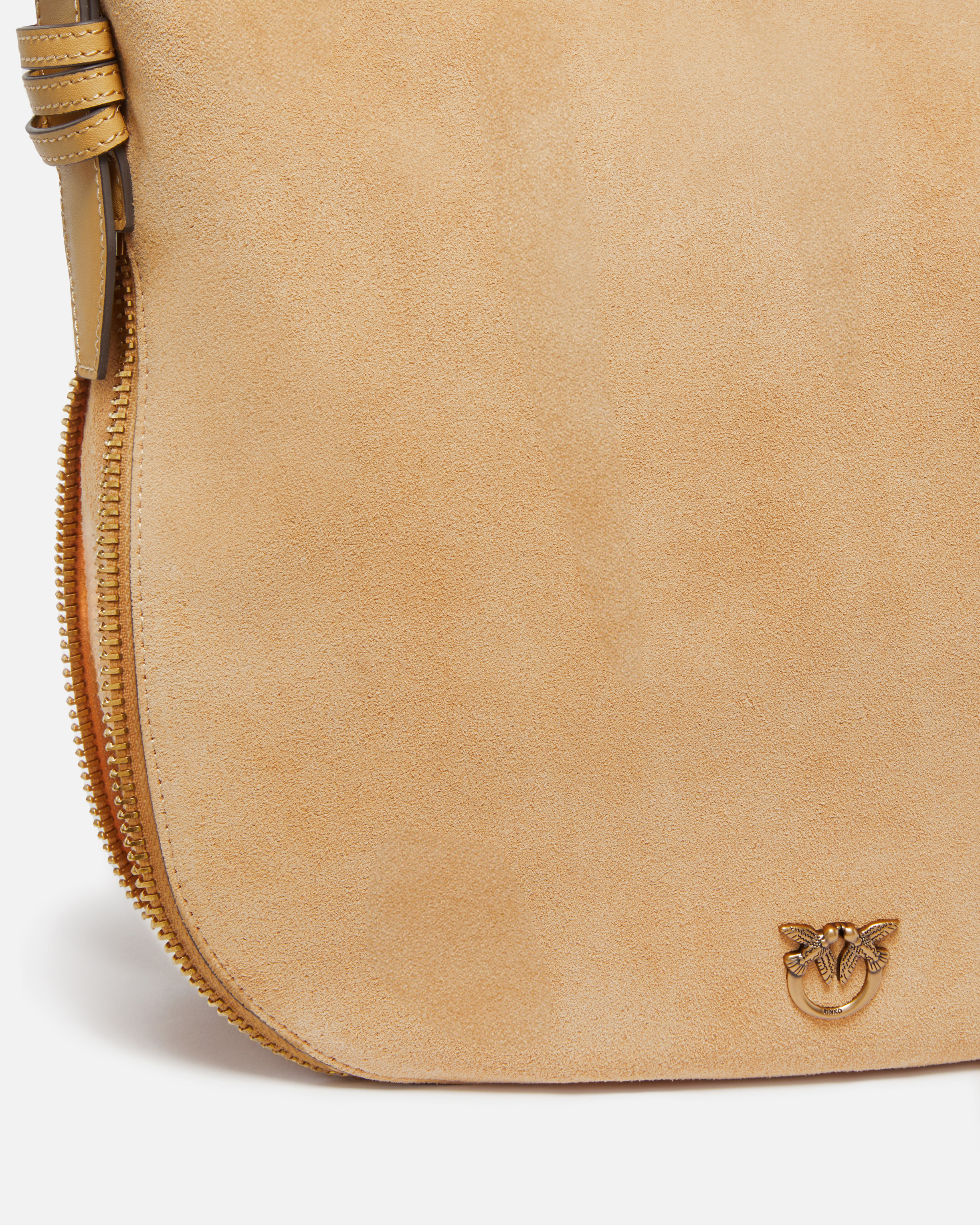 MEDIUM SUEDE HOBO BAG WITH LOVE BIRDS LOGO - 3
