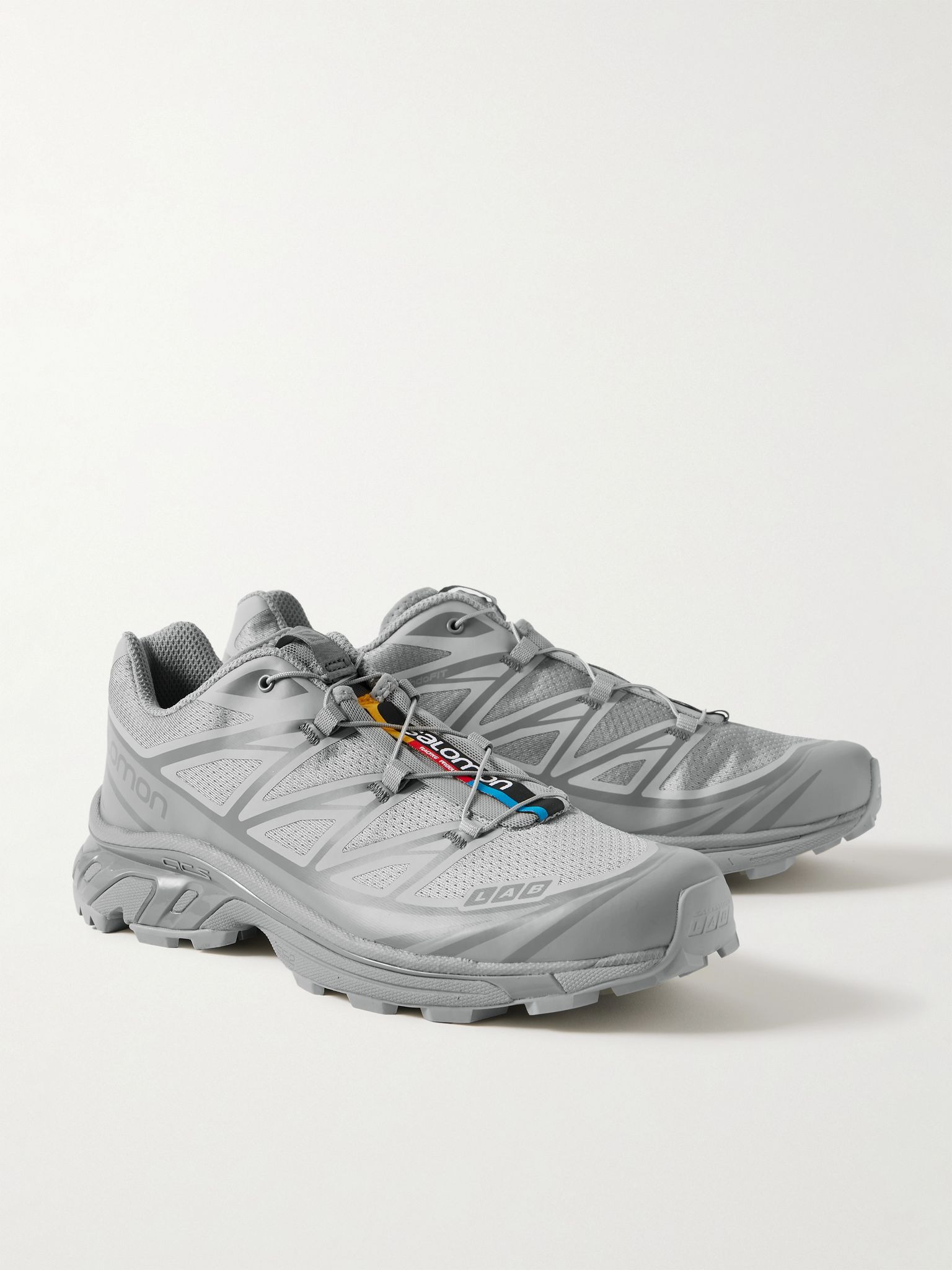 XT-6 Rubber-Trimmed Mesh Sneakers Gray - 4