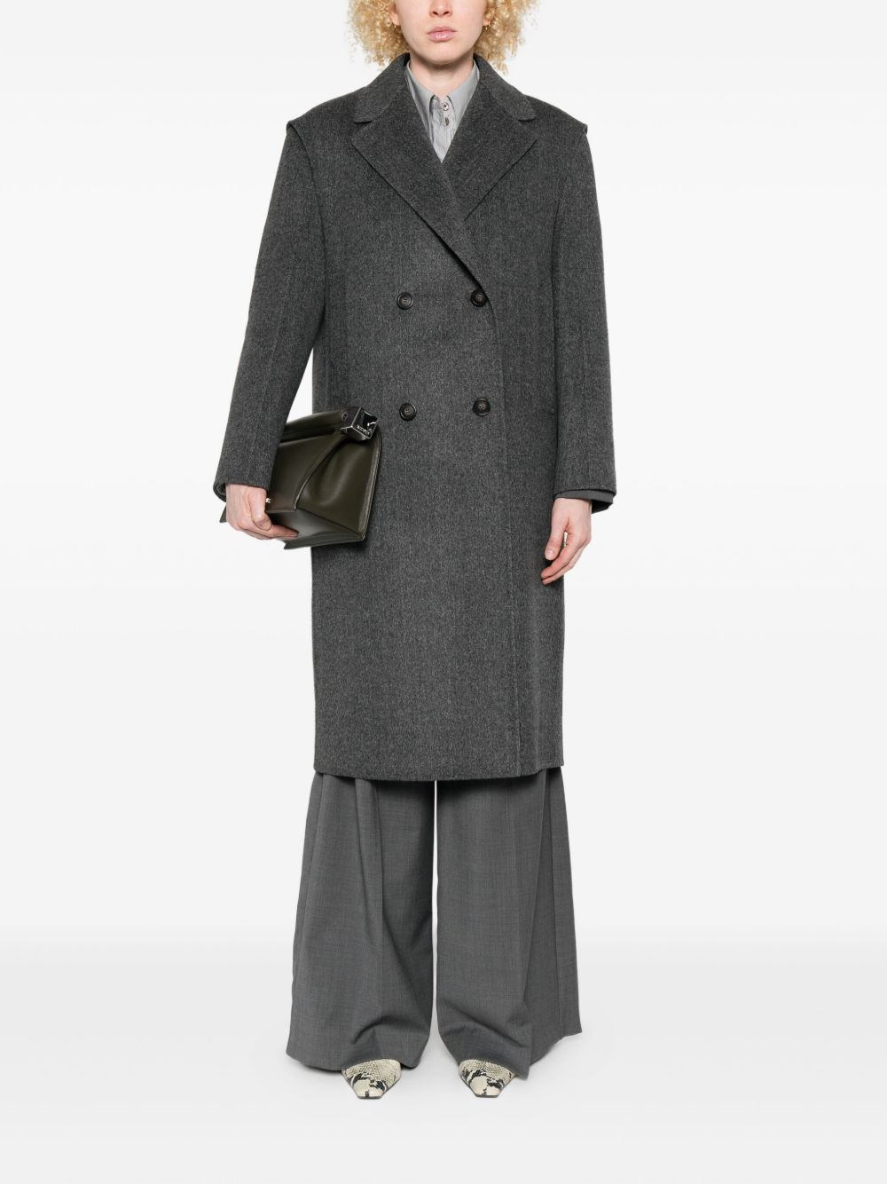 double-breasted wool coat - 2