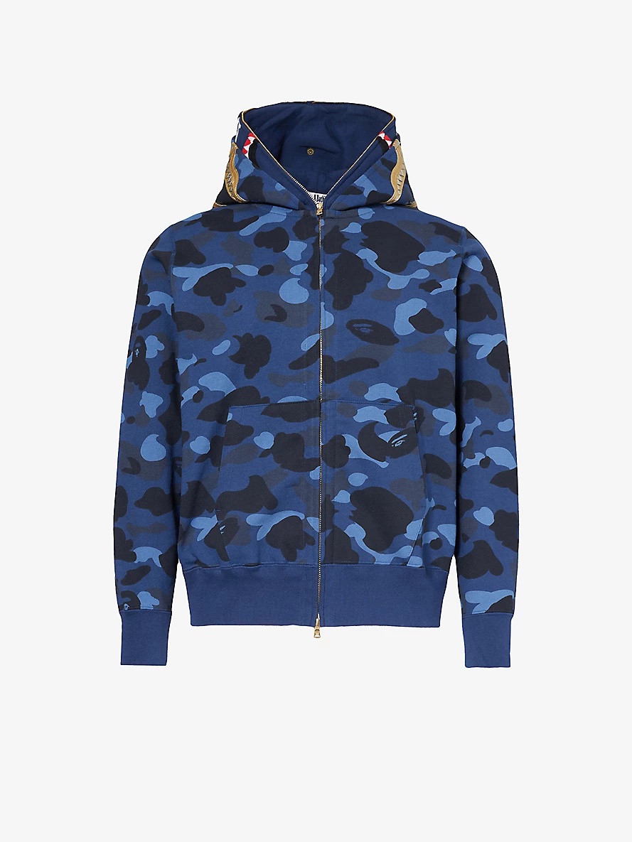 Shark camo-print cotton-jersey hoody - 1