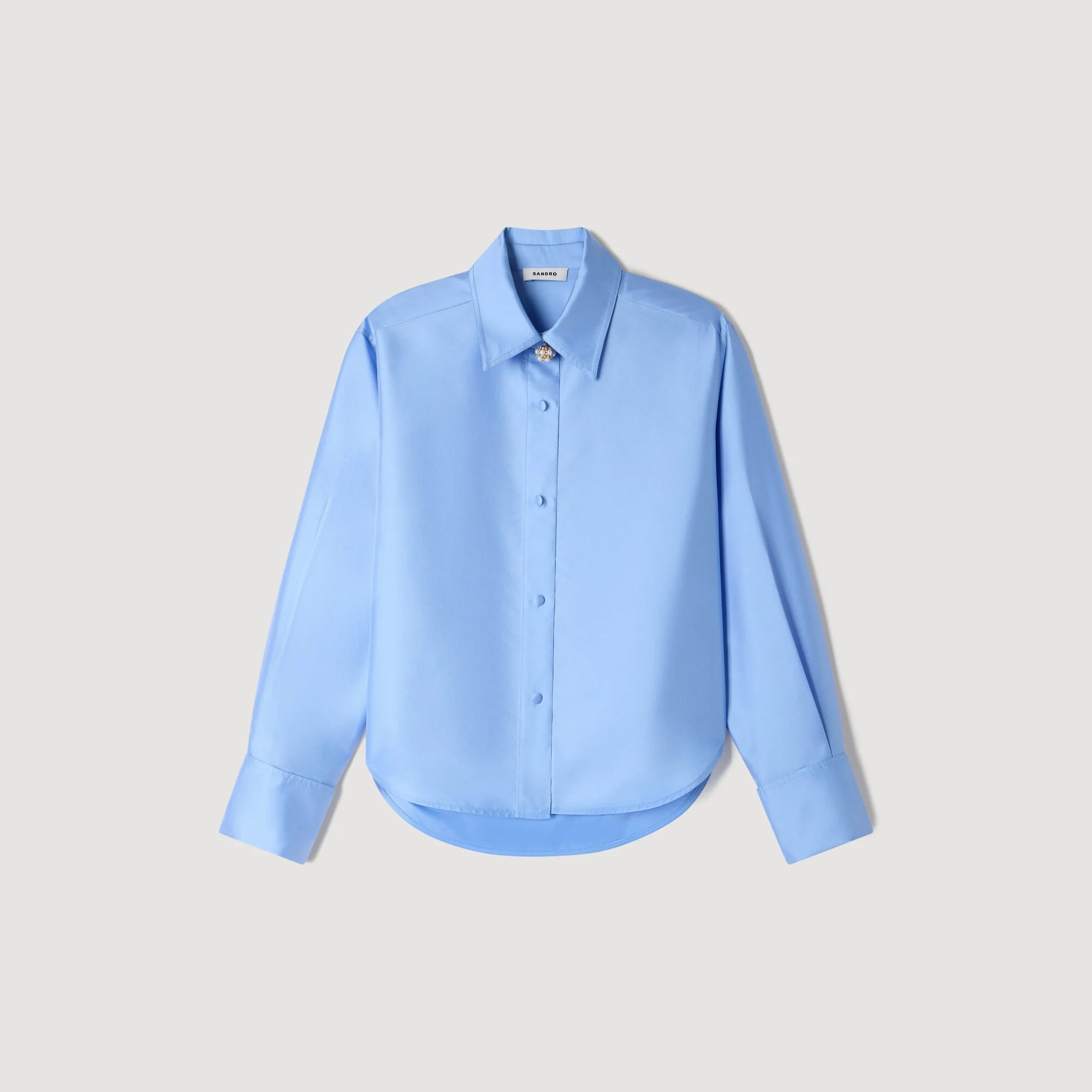 JEWELLERY DETAIL SATIN SHIRT - 1
