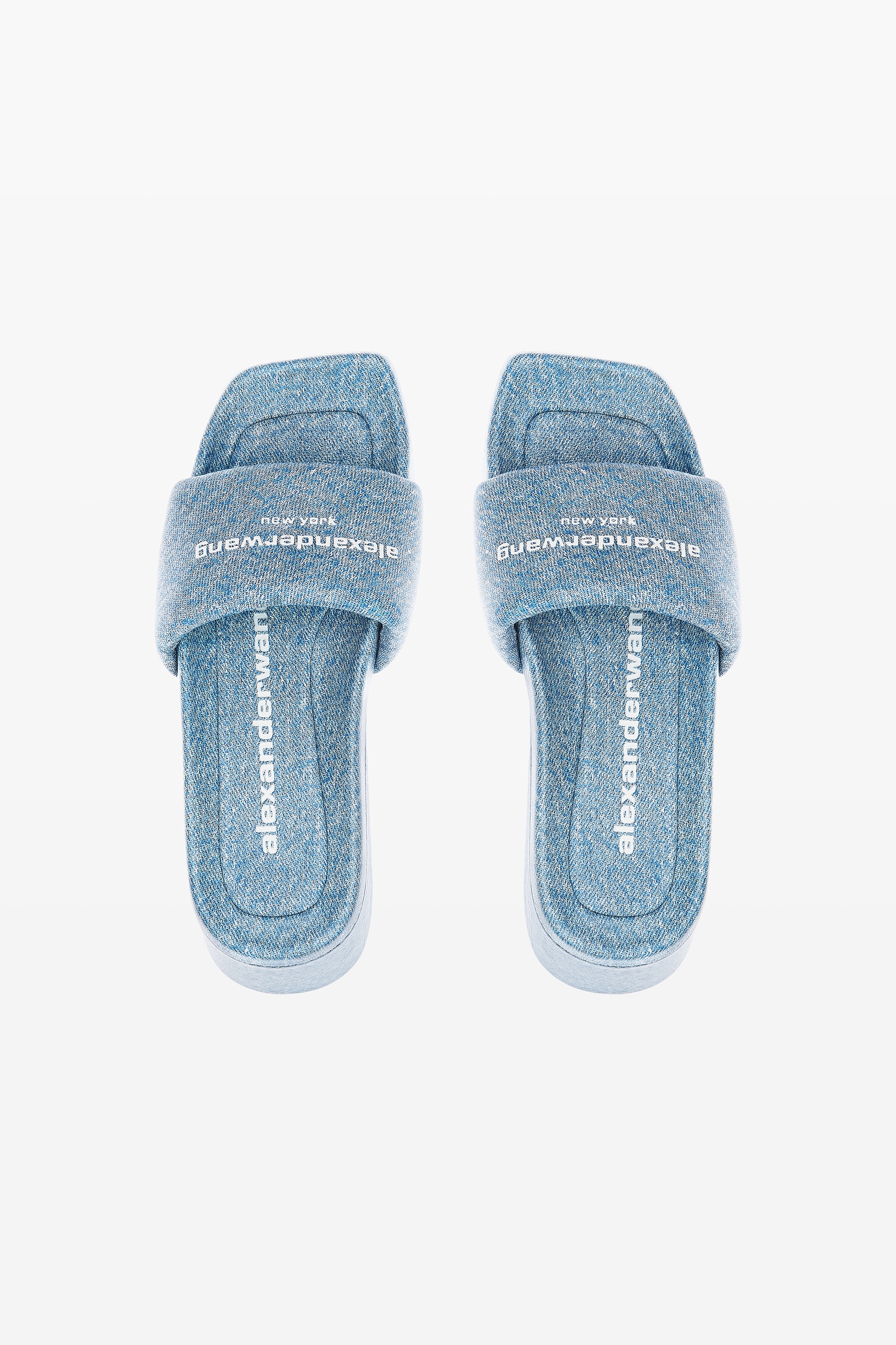 trompe-l'oeil denim goatskin float slide - 6