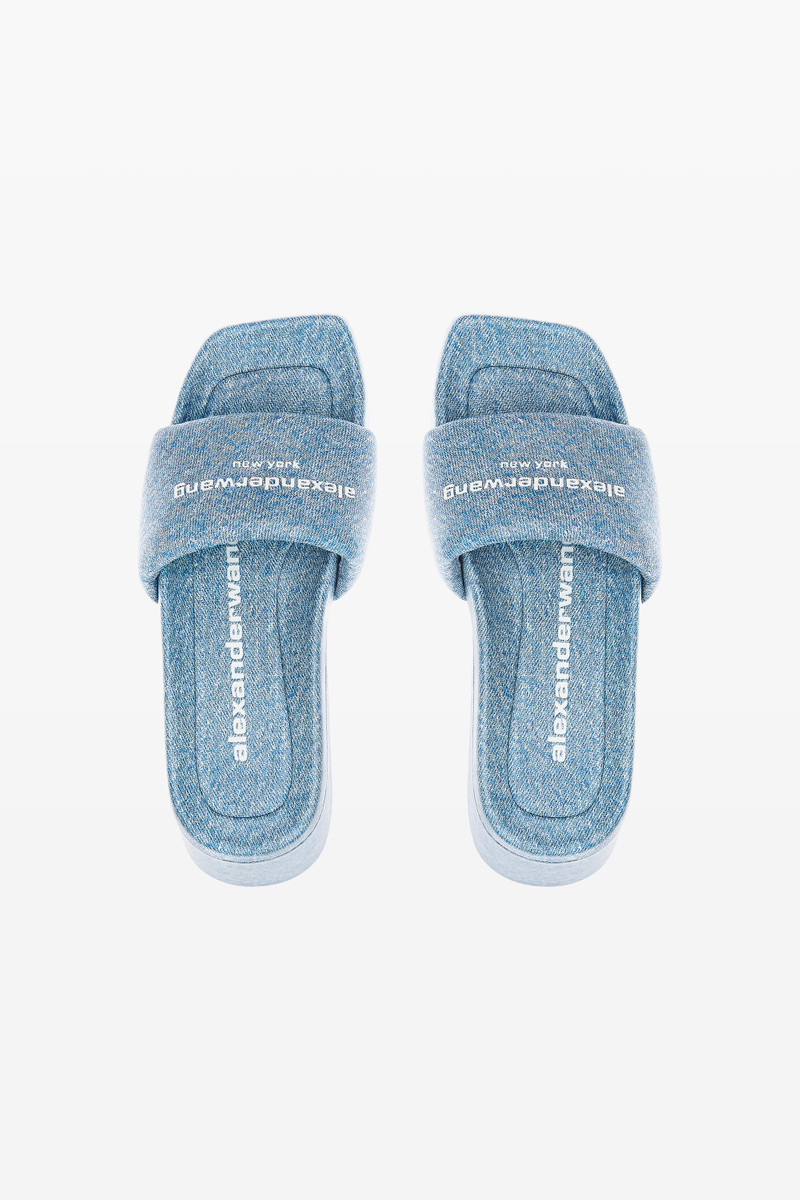 trompe-l'oeil denim goatskin float slide 6