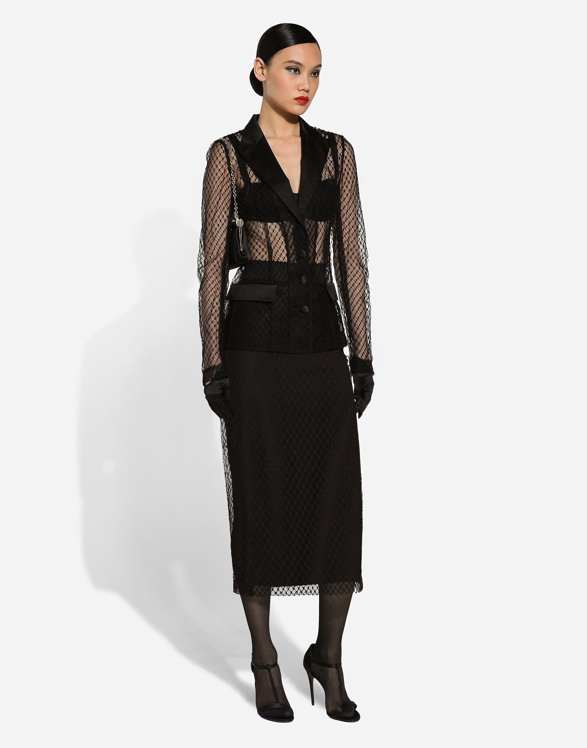Mesh calf-length pencil skirt - 3