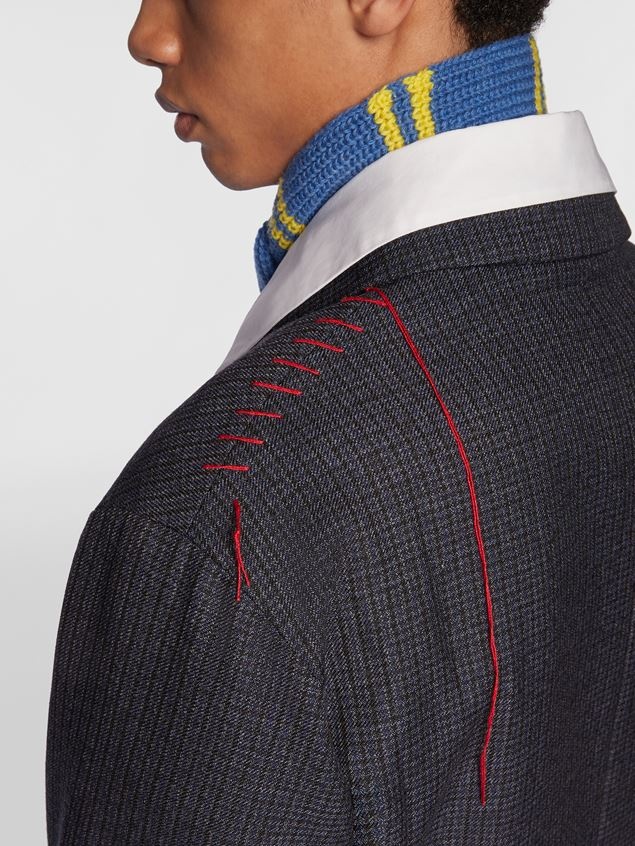 SINGLE-BREASTED WOOL JACKET WITH HOUNDSTOOTH CHECK PATTERN - 5