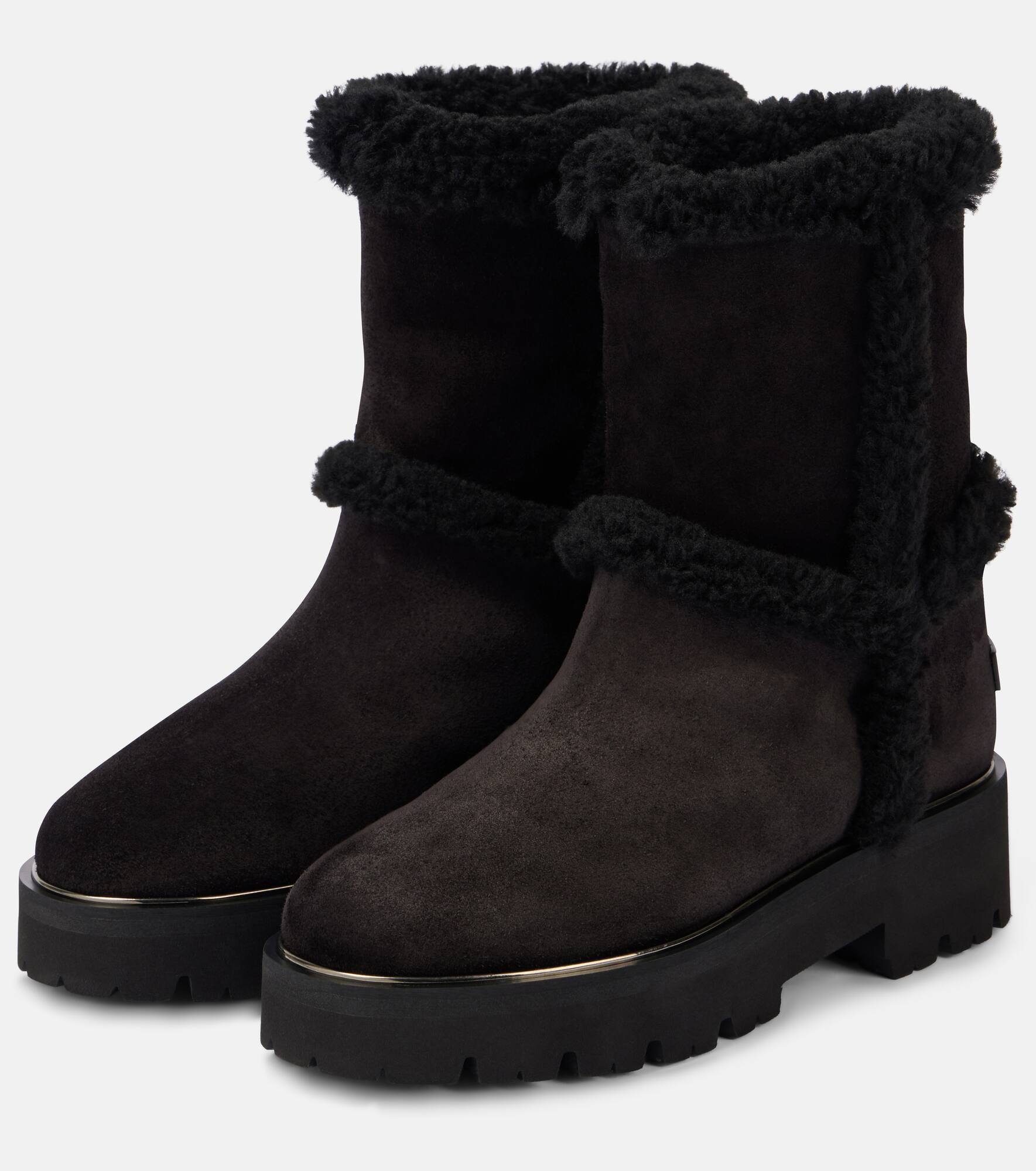 Teddi shearling-trimmed leather booties - 4