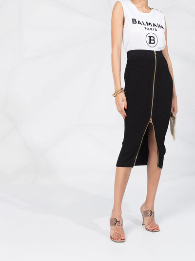 Balmain high-waisted zip pencil skirt outlook