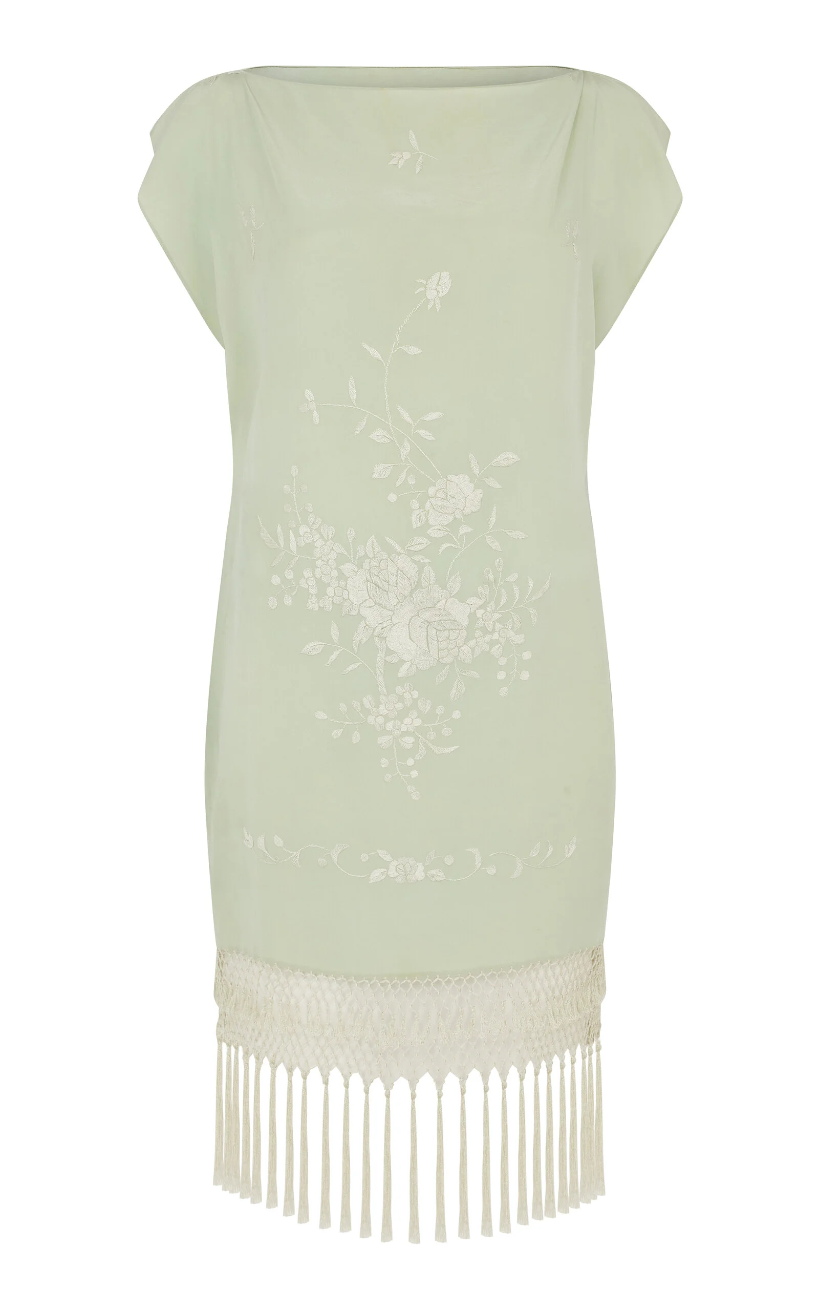 Tassel-Trimmed Silk Mini Dress green - 1