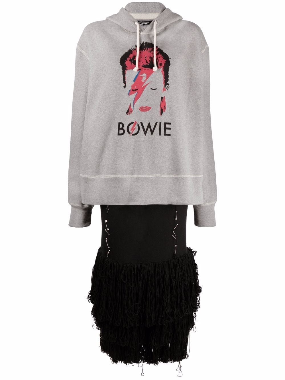 Bowie-print hoodie layered dress - 1