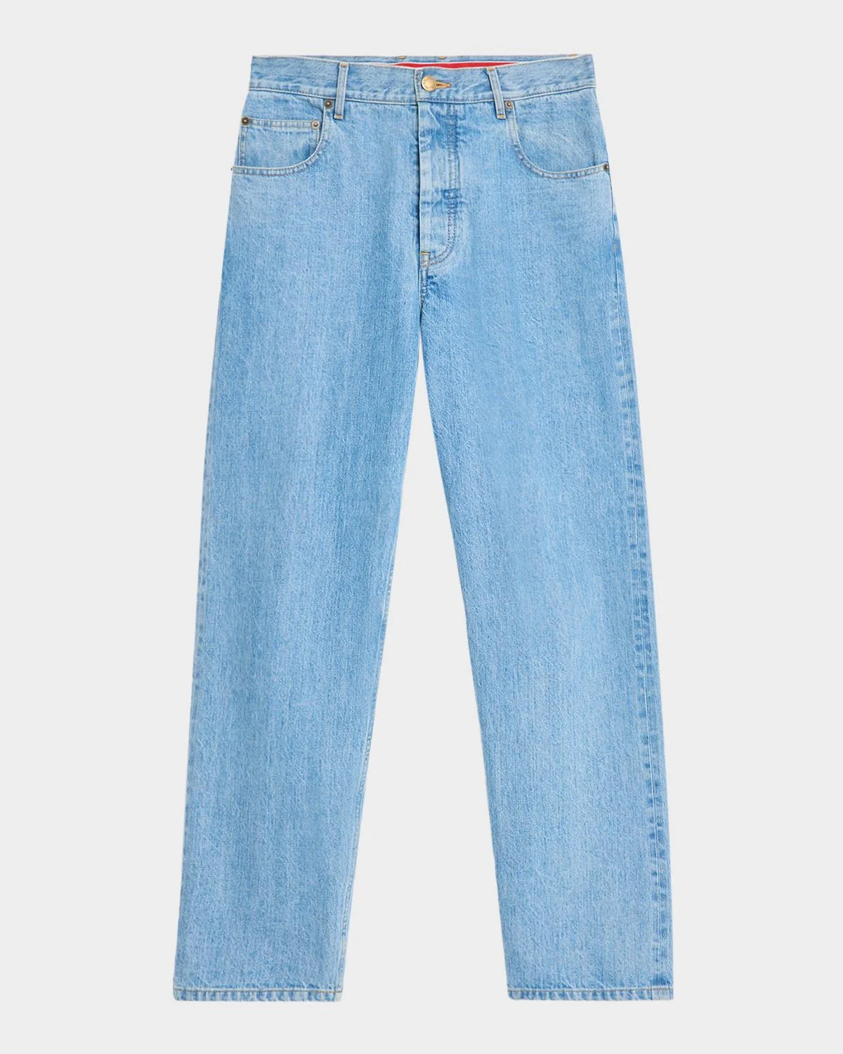 Men's Washed Selvedge Denim Straight-Leg Jeans - 1