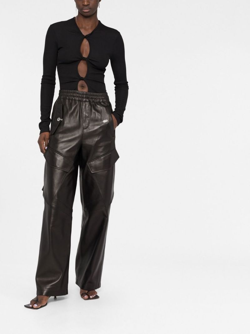 wide-leg leather trousers - 2