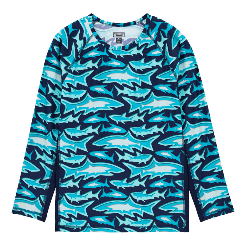 Men Long Sleeves Rashguard Requins 3D 1